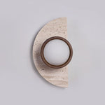 Soleners Travertine Wall Sconce with Wooden Shade