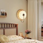 Solenne Petal Wall Sconce in Brass and Wood for Bedroom and Living Room