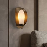 Solenne Alabaster Halo Wall Sconce in Brushed Brass