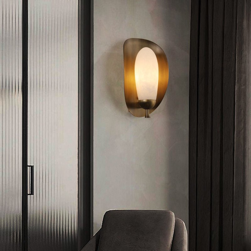 Solenne Alabaster Halo Wall Sconce in Brushed Brass