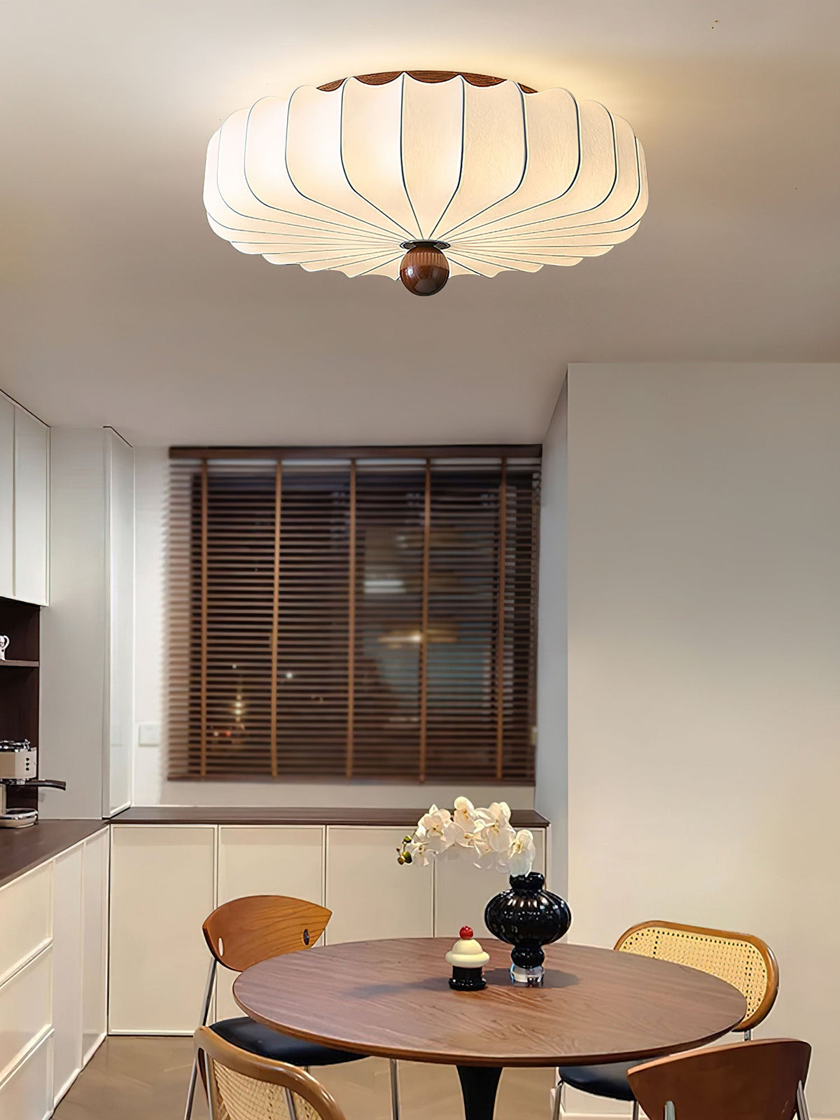 Solenne Blossom Flush Mount Ceiling Light in Silk and Walnut