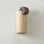 Solenne Curve Wall Sconce in Travertine and Walnut for Modern Interiors
