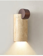 Solenne Curve Wall Sconce in Travertine and Walnut for Modern Interiors