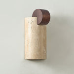 Solenne Curve Wall Sconce in Travertine and Walnut for Modern Interiors