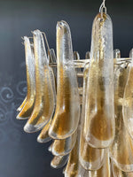 Solenne Amber Glass Chandelier – Modern Artisan Pendant Light for Dining Room and Foyer