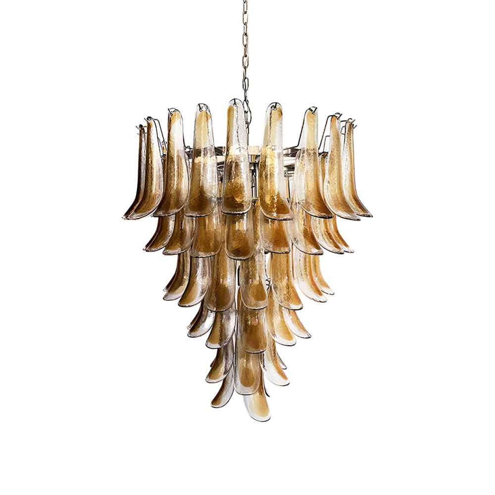 Solenne Amber Glass Chandelier – Modern Artisan Pendant Light for Dining Room and Foyer