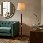 Solenne Sculpted Wood Floor Lamp with Fabric Shade