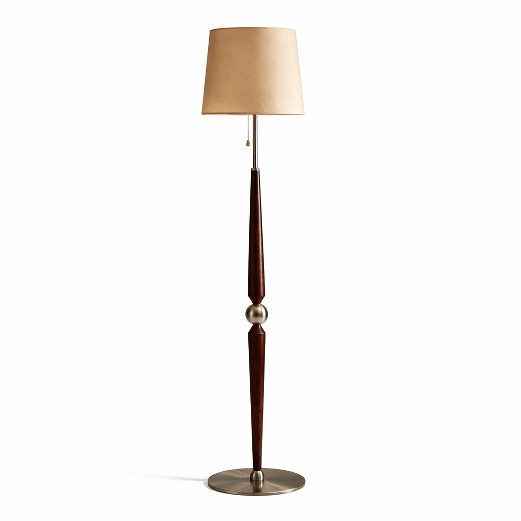 Solenne Sculpted Wood Floor Lamp with Fabric Shade