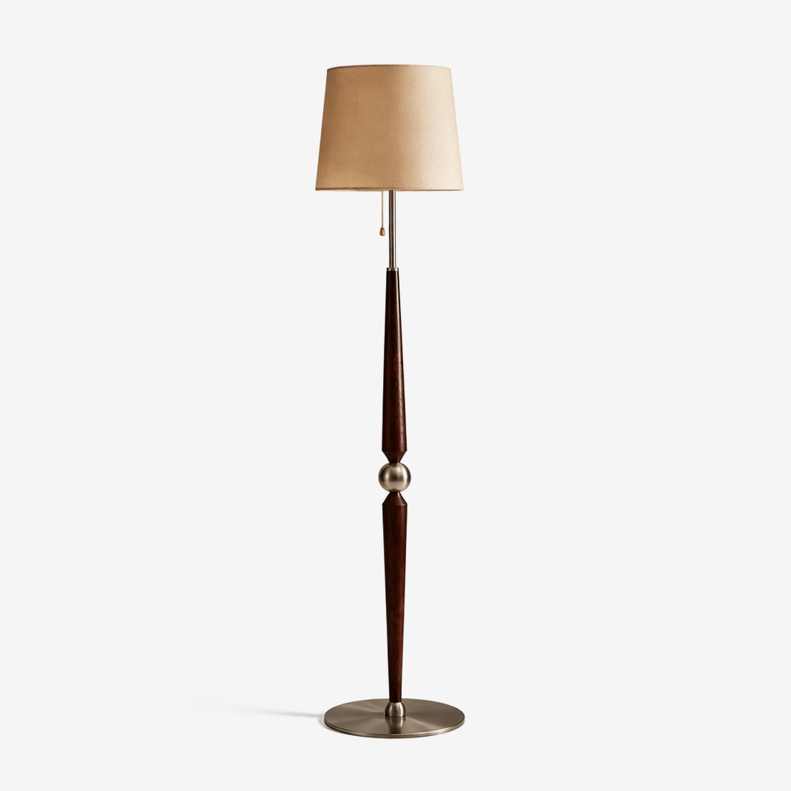 Solenne Sculpted Wood Floor Lamp with Fabric Shade