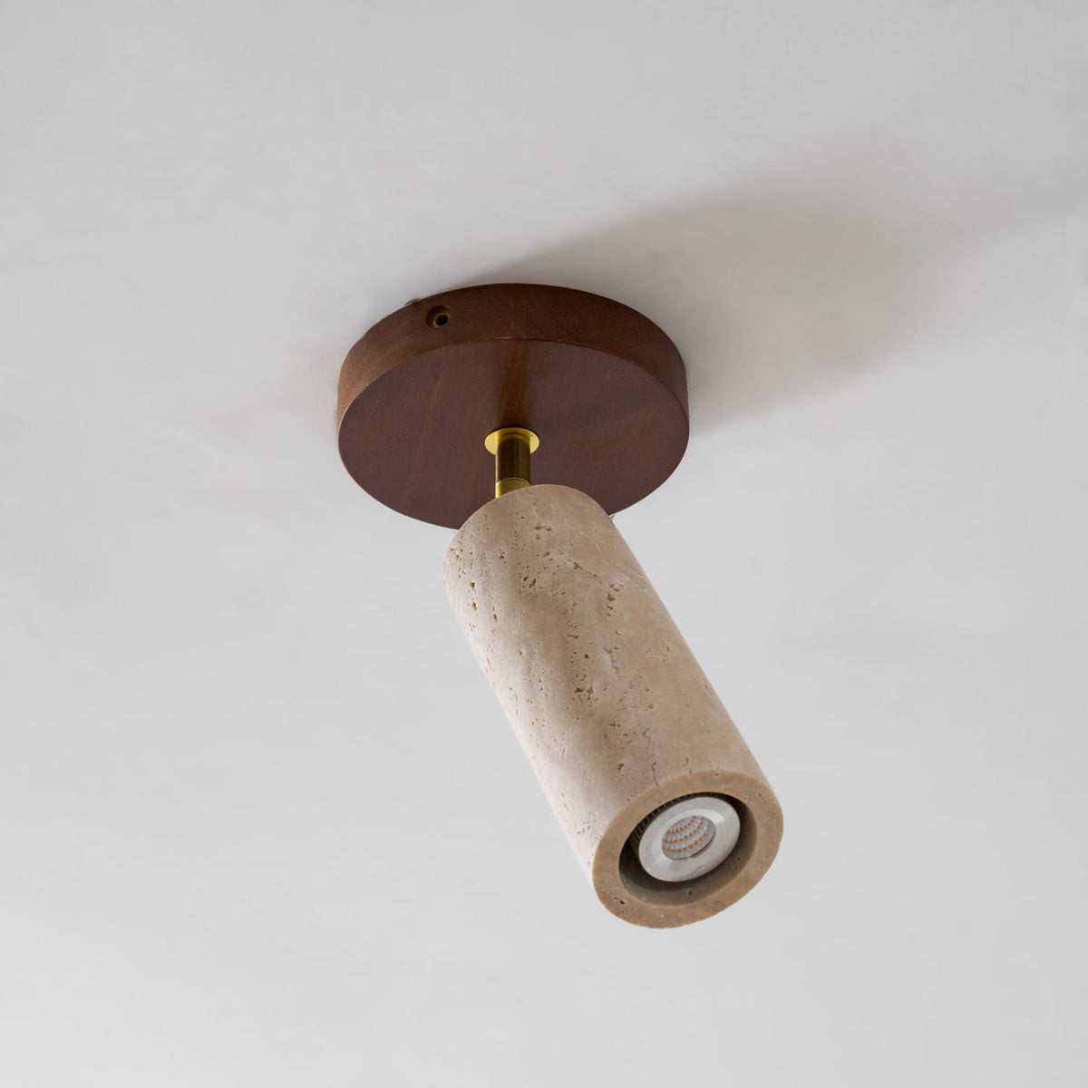 Solis Stone Spotlight in Travertine and Walnut Wood