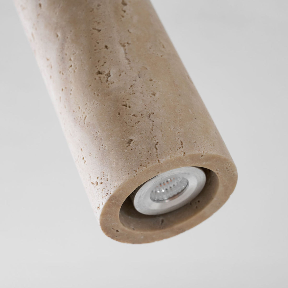 Solis Stone Spotlight in Travertine and Walnut Wood