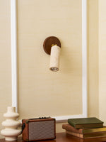 Solis Stone Spotlight in Travertine and Walnut Wood