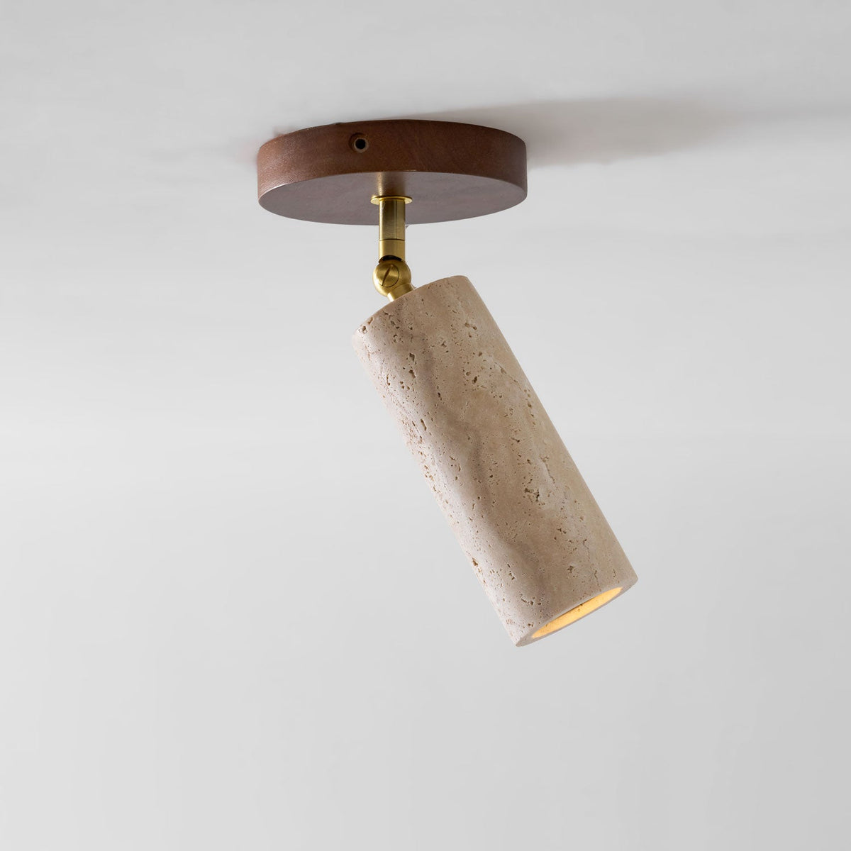 Solis Stone Spotlight in Travertine and Walnut Wood