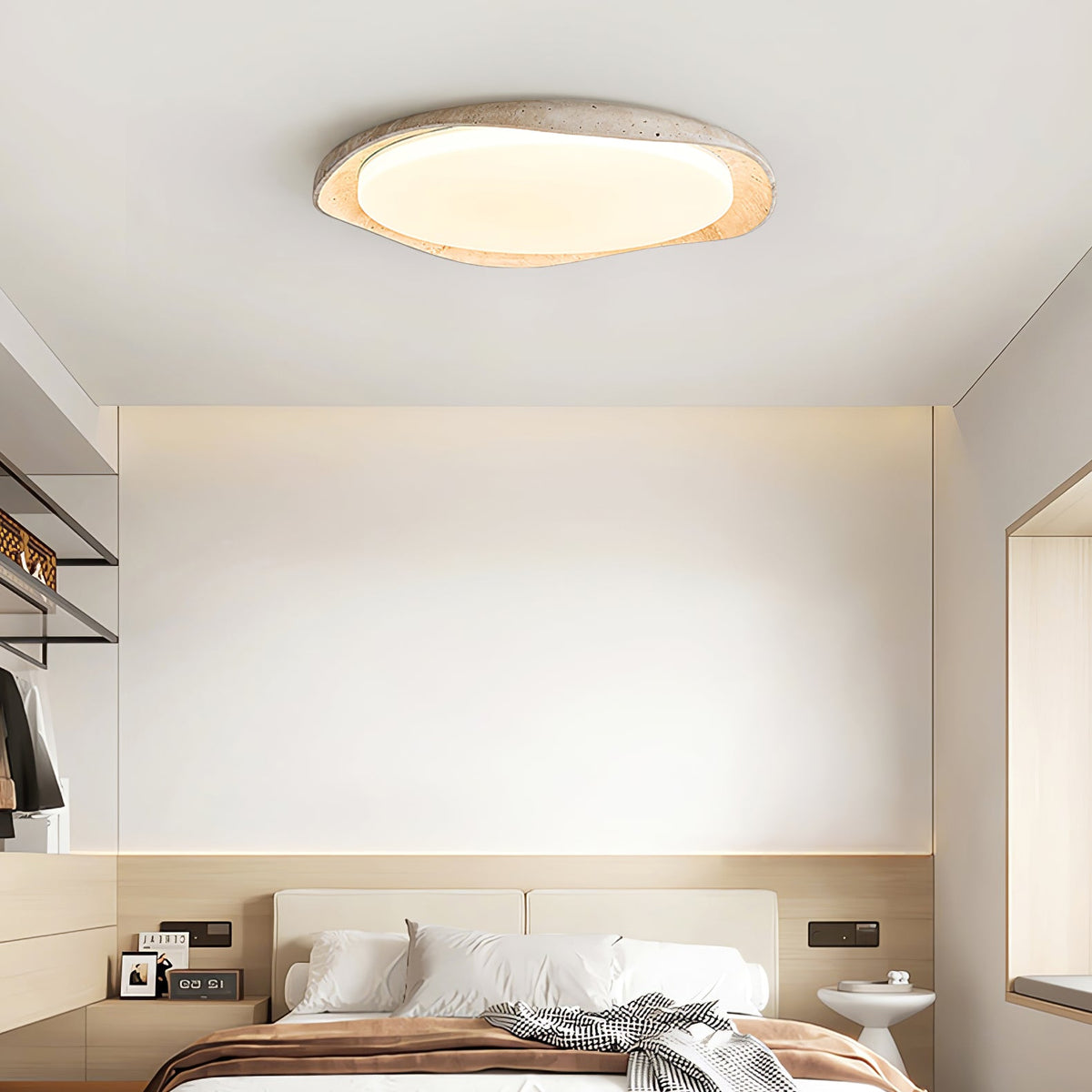 Solis Ceiling Light in Yellow Travertine – Modern Flush Mount LED