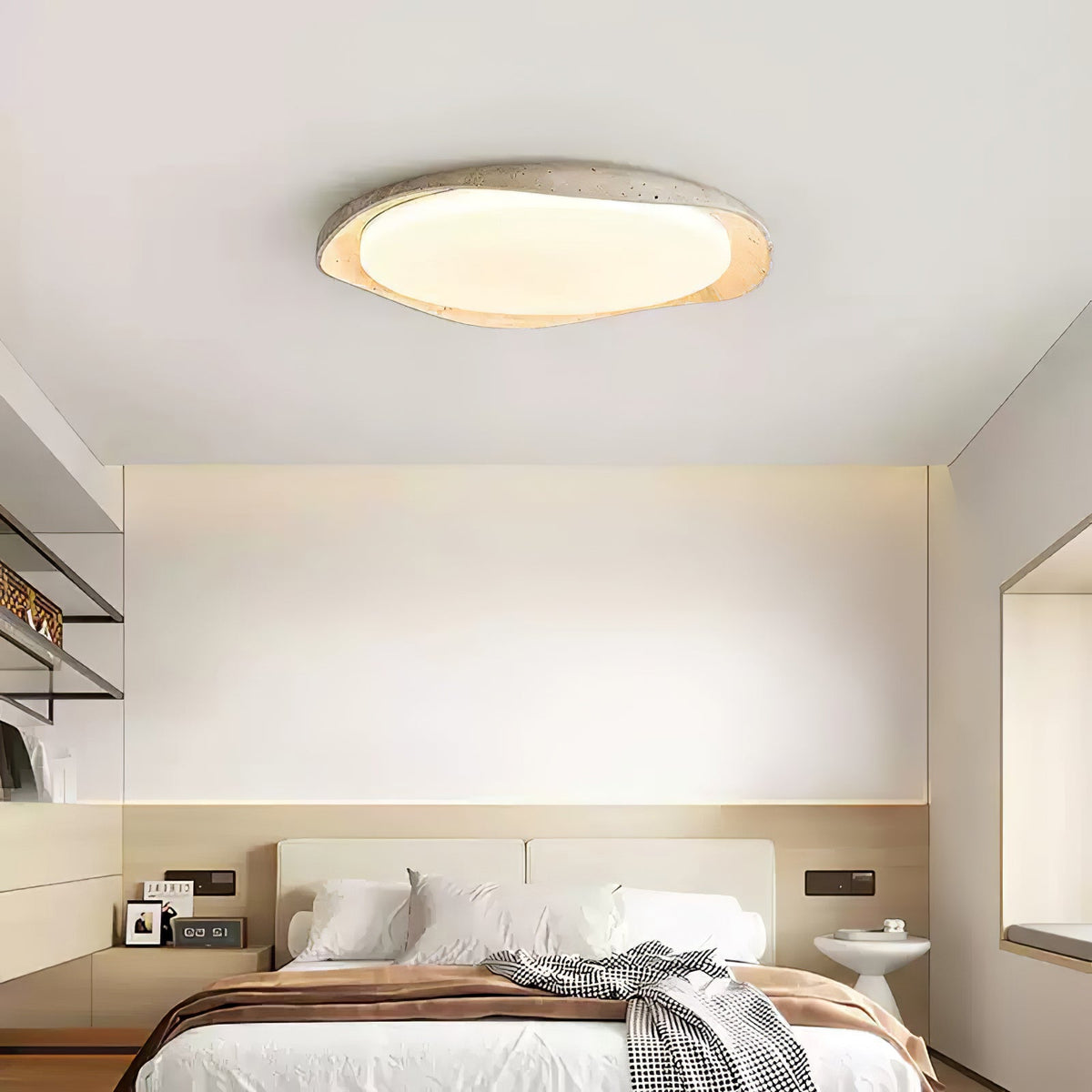 Solis Ceiling Light in Yellow Travertine – Modern Flush Mount LED