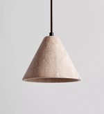 Solis Cone Travertine Pendant Light – Natural Stone Hanging Lamp