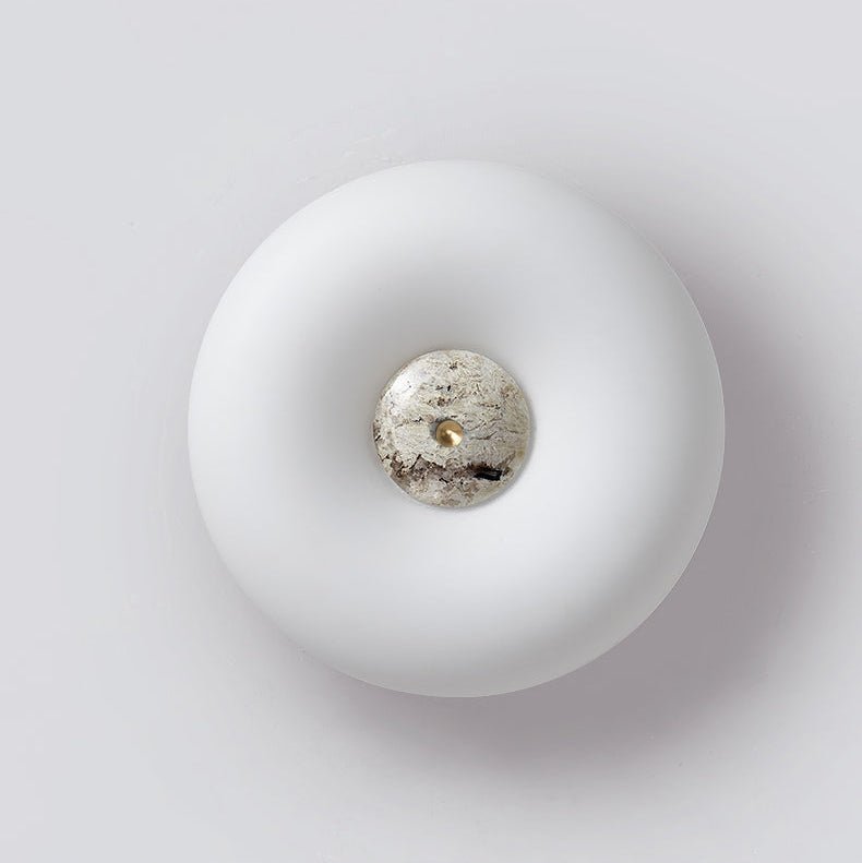 Solis Ring Ceiling Light in Natural Travertine | Modern Flush Mount LED