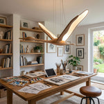 Solitude Crane Pendant Light – Modern Wood LED Chandelier