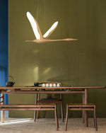 Solitude Crane Pendant Light – Modern Wood LED Chandelier