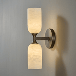 Solmira Twin Alabaster Wall Sconce in Brushed Brass