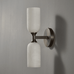 Solmira Twin Alabaster Wall Sconce in Brushed Brass
