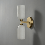 Solmira Twin Alabaster Wall Sconce in Brushed Brass