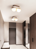 Solstice Trio Ceiling Light in Yellow Travertine and Wood