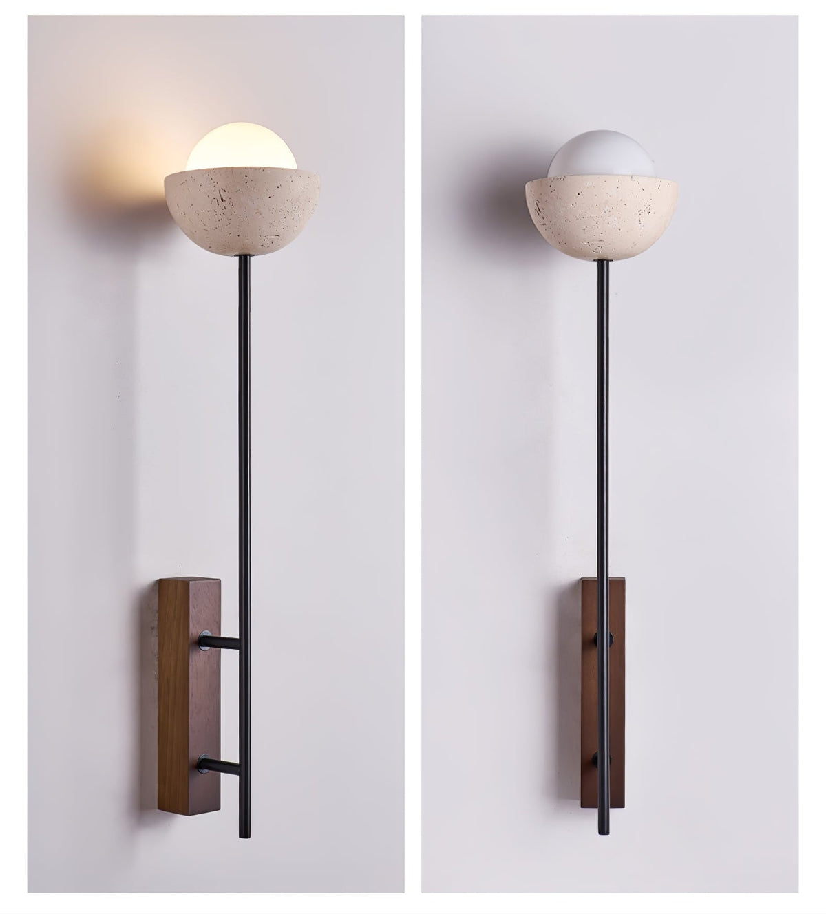 Solstice Linea Wall Sconce in Travertine and Walnut