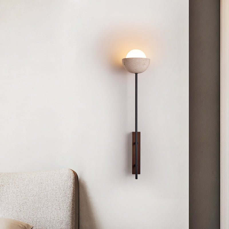 Solstice Linea Wall Sconce in Travertine and Walnut