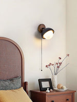 Solstice Pivot Wall Sconce in Black Travertine and Walnut