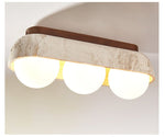 Solstice Trio Ceiling Light in Yellow Travertine and Wood