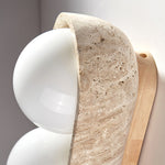 Solstice Trio Wall Sconce in Travertine and Wood – Modern Ambient Lighting