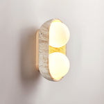 Solstice Trio Wall Sconce in Travertine and Wood – Modern Ambient Lighting