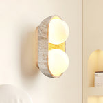 Solstice Trio Wall Sconce in Travertine and Wood – Modern Ambient Lighting
