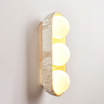 Solstice Trio Wall Sconce in Travertine and Wood – Modern Ambient Lighting