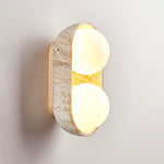 Solstice Trio Wall Sconce in Travertine and Wood – Modern Ambient Lighting