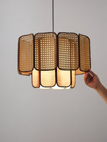 Soltera Handwoven Rattan Swag Pendant Light for Dining and Living Spaces