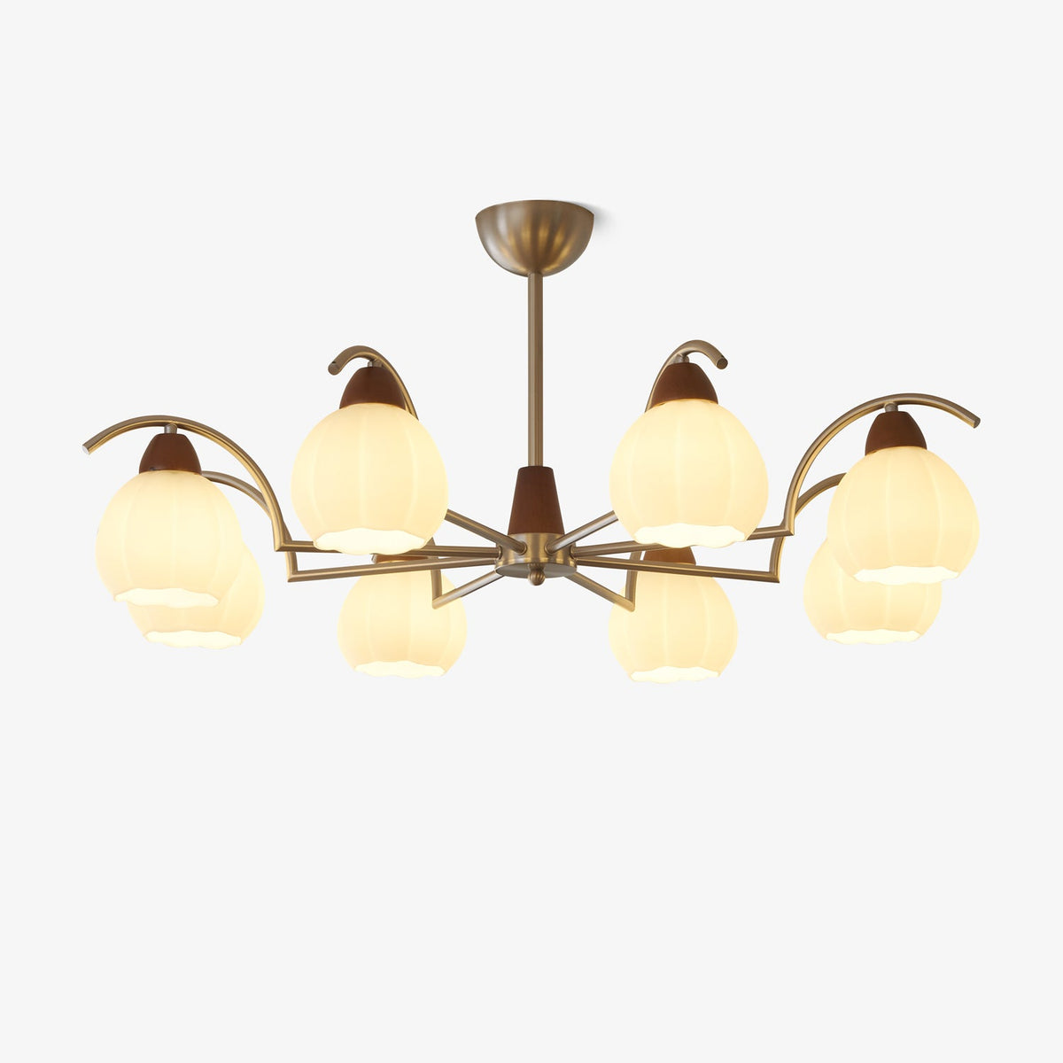 Soluna Bloom Modern Floral Glass Chandelier with Walnut Accents