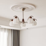 Soluna Bloom Modern Floral Glass Chandelier with Walnut Accents
