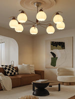 Soluna Bloom Modern Floral Glass Chandelier with Walnut Accents