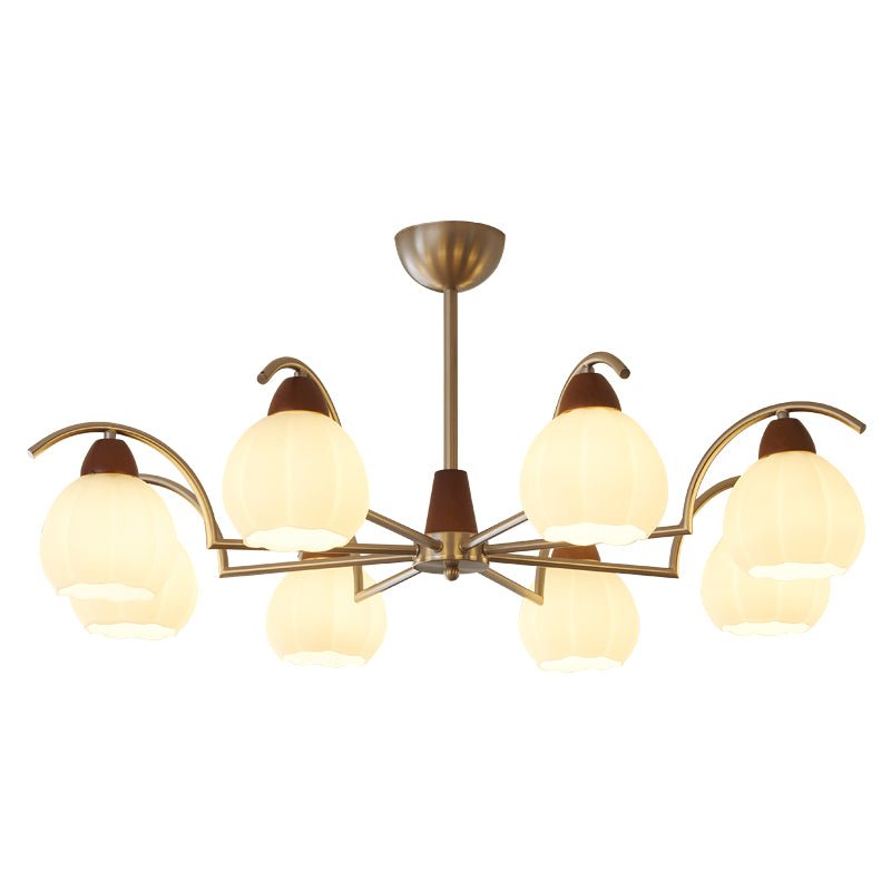 Soluna Bloom Modern Floral Glass Chandelier with Walnut Accents