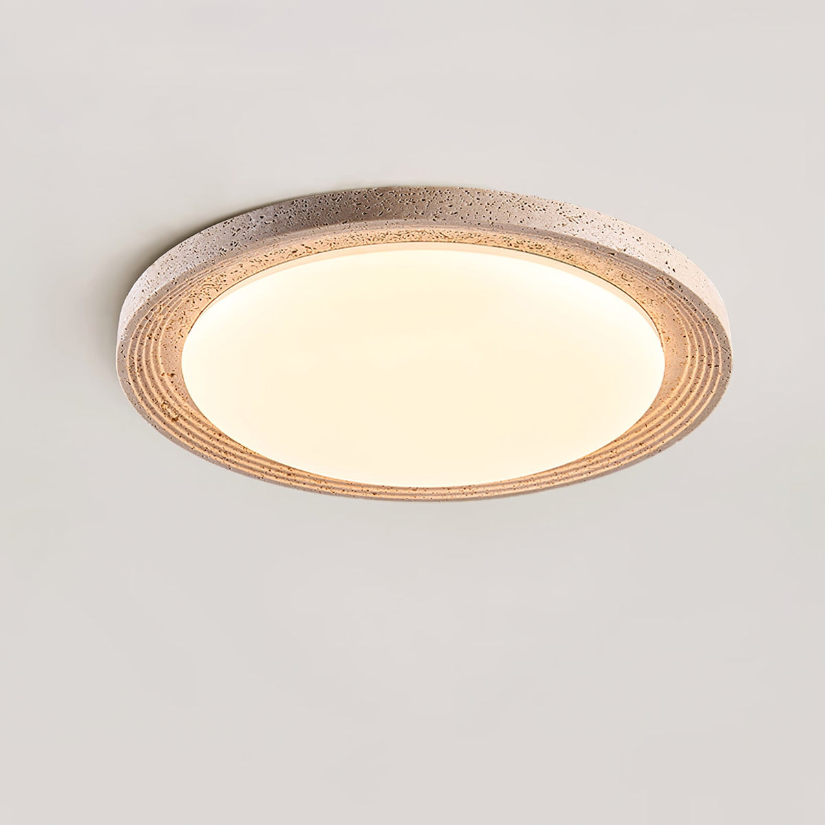 Soluna Ceiling Light in Natural Travertine – Modern Flush Mount LED