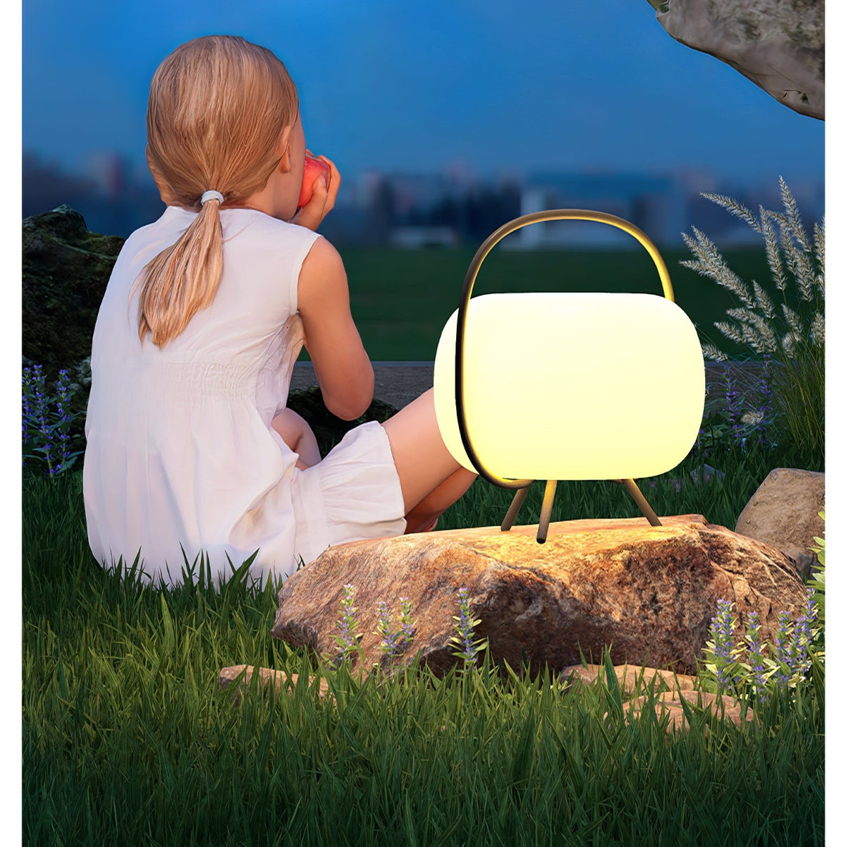 Soluna Pod Solar-Powered Outdoor Lantern with Ambient LED Glow