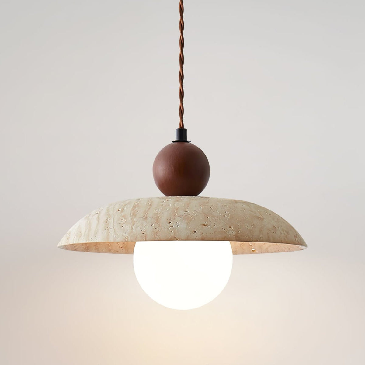 Soluna Travertine Pendant Light – Handcrafted Natural Stone Hanging Lamp