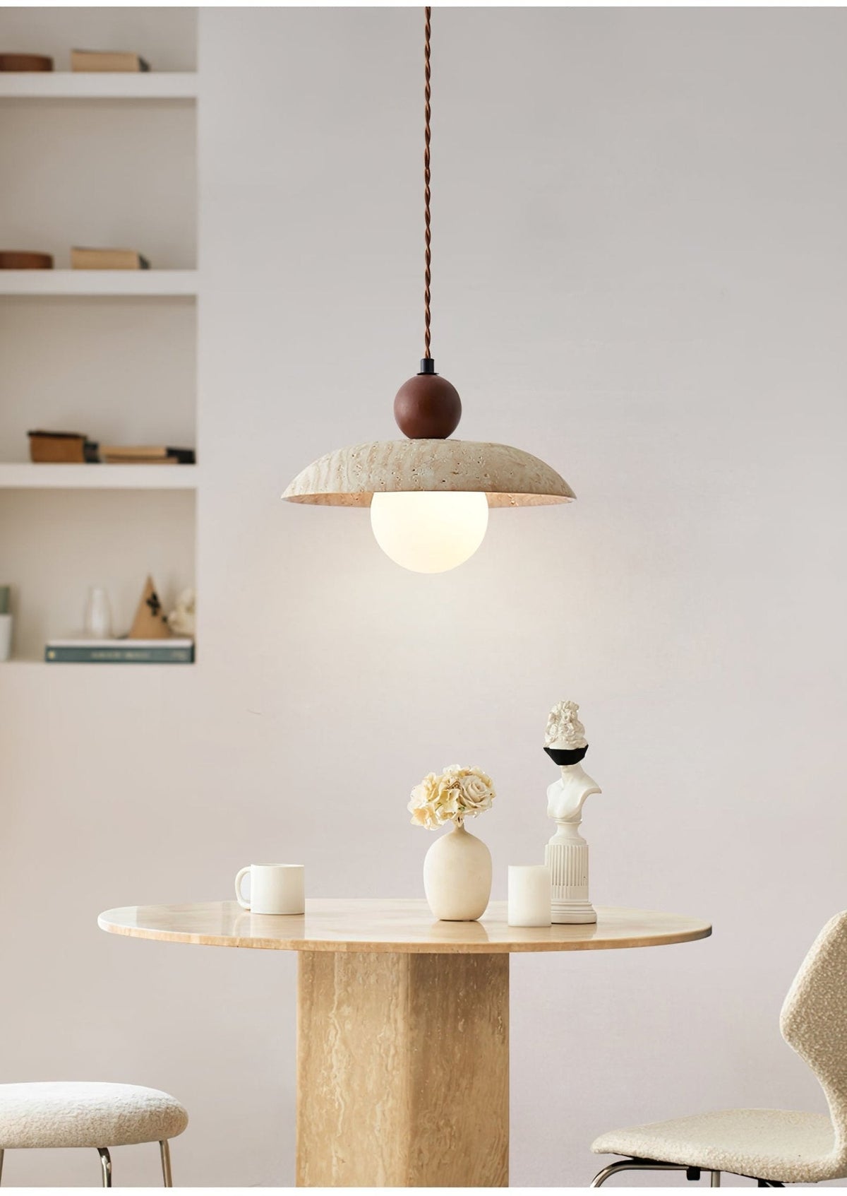 Soluna Travertine Pendant Light – Handcrafted Natural Stone Hanging Lamp