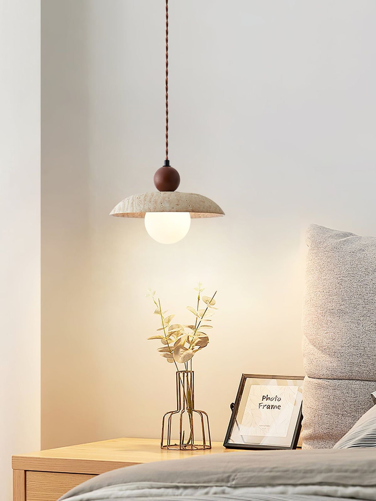Soluna Travertine Pendant Light – Handcrafted Natural Stone Hanging Lamp