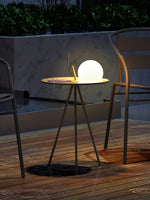 Soluna Tripod Solar Outdoor Lamp with Side Table in Silver Gray