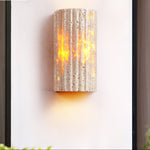 Solunar Veil Wall Sconce — Fluted Travertine LED Wall Light