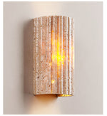 Solunar Veil Wall Sconce — Fluted Travertine LED Wall Light
