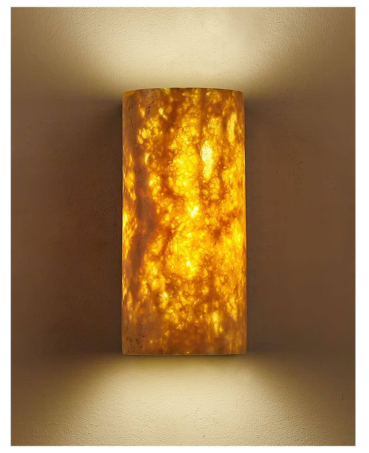 Solunar Veil Wall Sconce — Fluted Travertine LED Wall Light